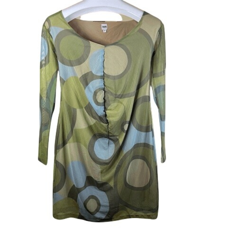 NOM 70s Retro Disco Geometric Dress Women's Medium Multicolor Knee Length Mod